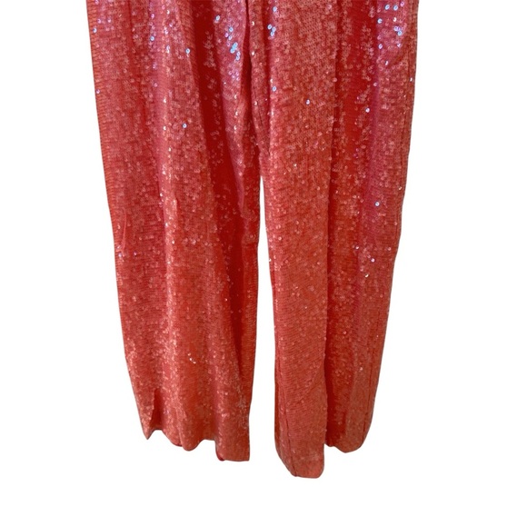 SALLY LAPOINTE Sequin Embellished Top Pants FULL SET in Coral Sz 12 US - Picture 6 of 14